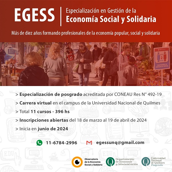 Se viene el posgrado en economía social y solidaria de la UNQ ...